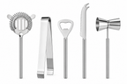 Stainless Steel Bar Tool Set with Acacia Stand