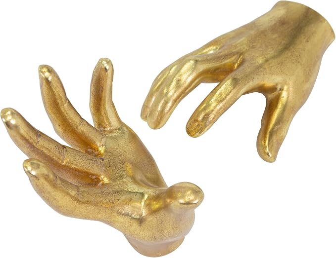 Gold Reaching Hands Sculptures (Set of 2)