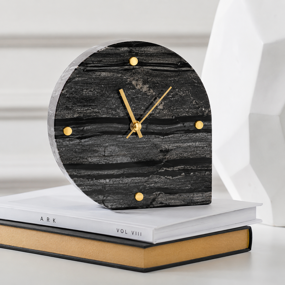 Black Marble Table Clock