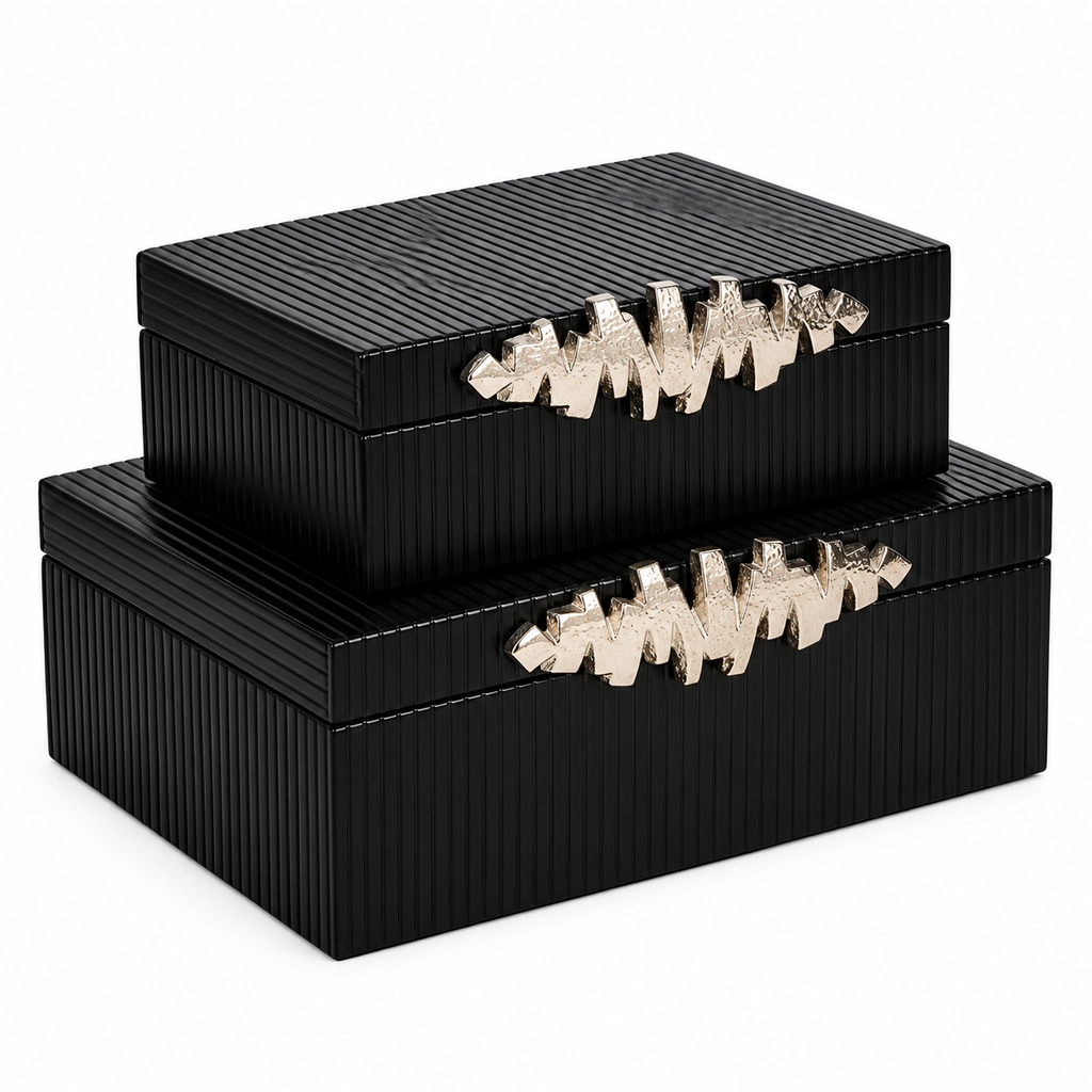 Silver & Black Boxes set of 2