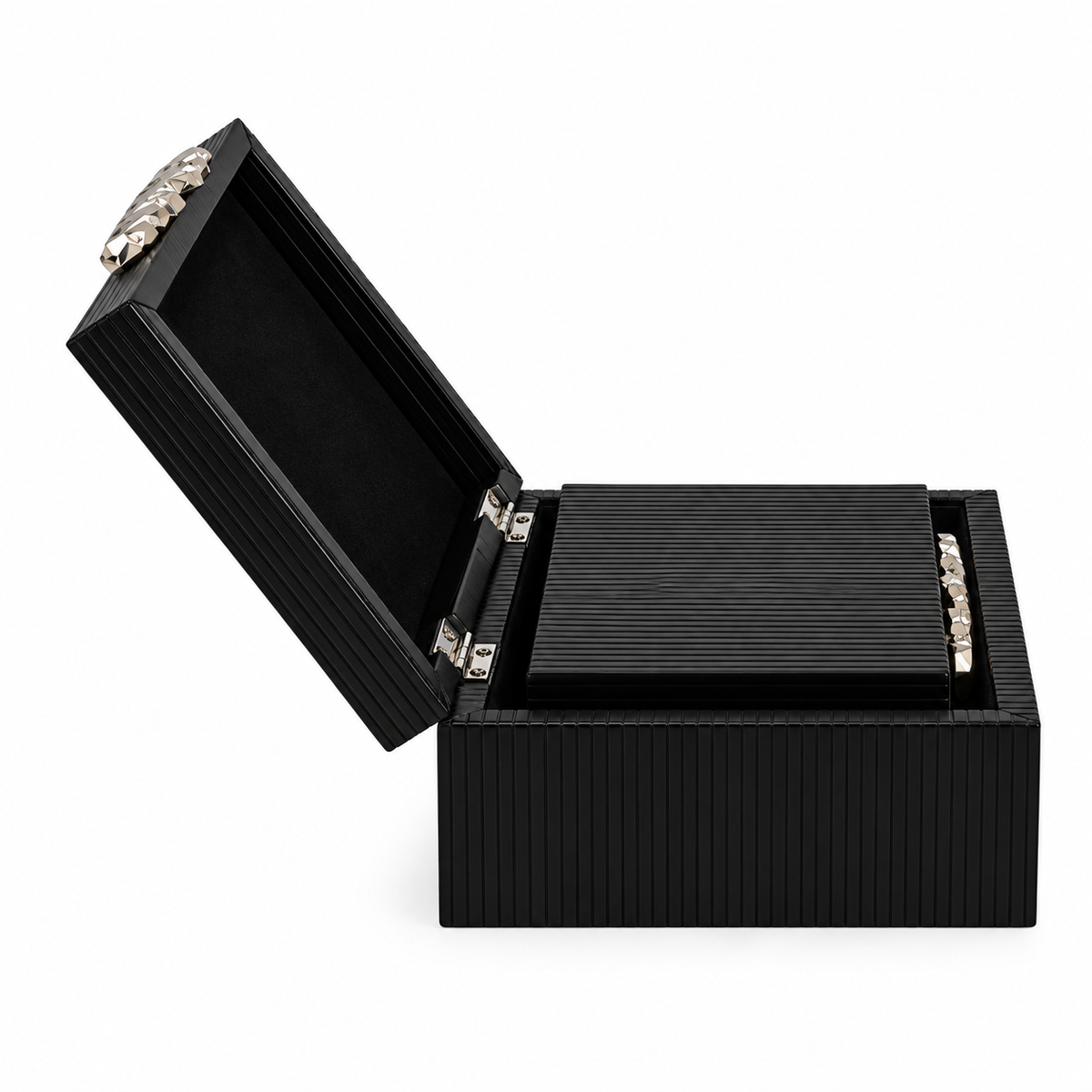 Silver & Black Boxes set of 2