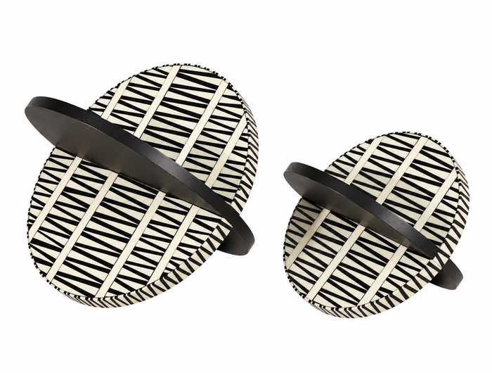 Black & White Sculptural Orbs, Set of 2