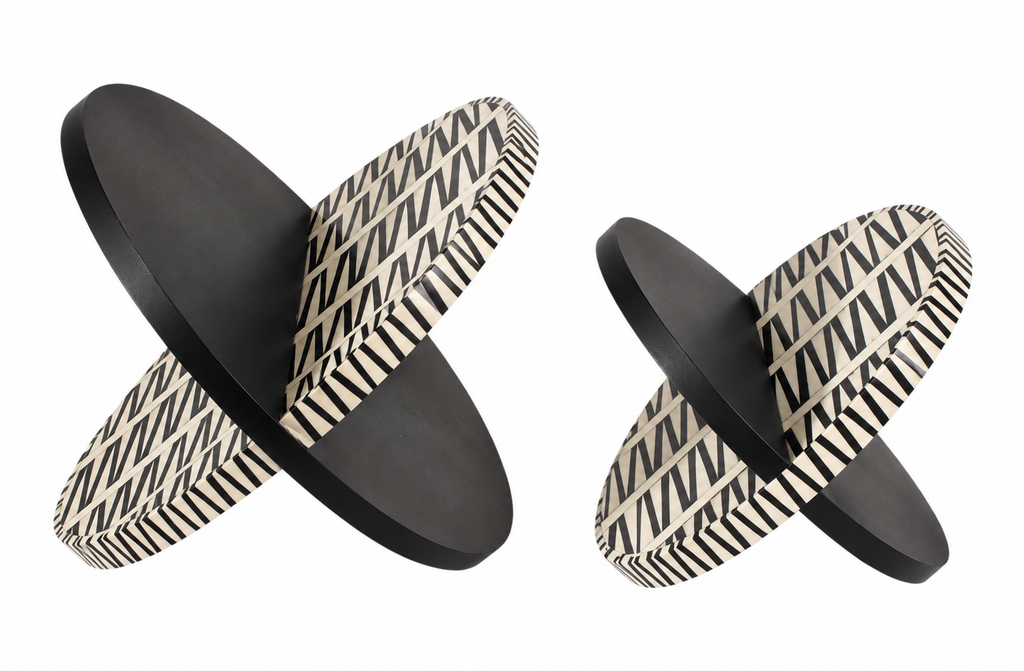 Black & White Sculptural Orbs, Set of 2