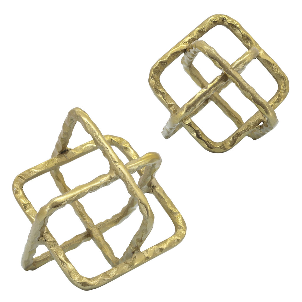 Metal Square Gold Orbs