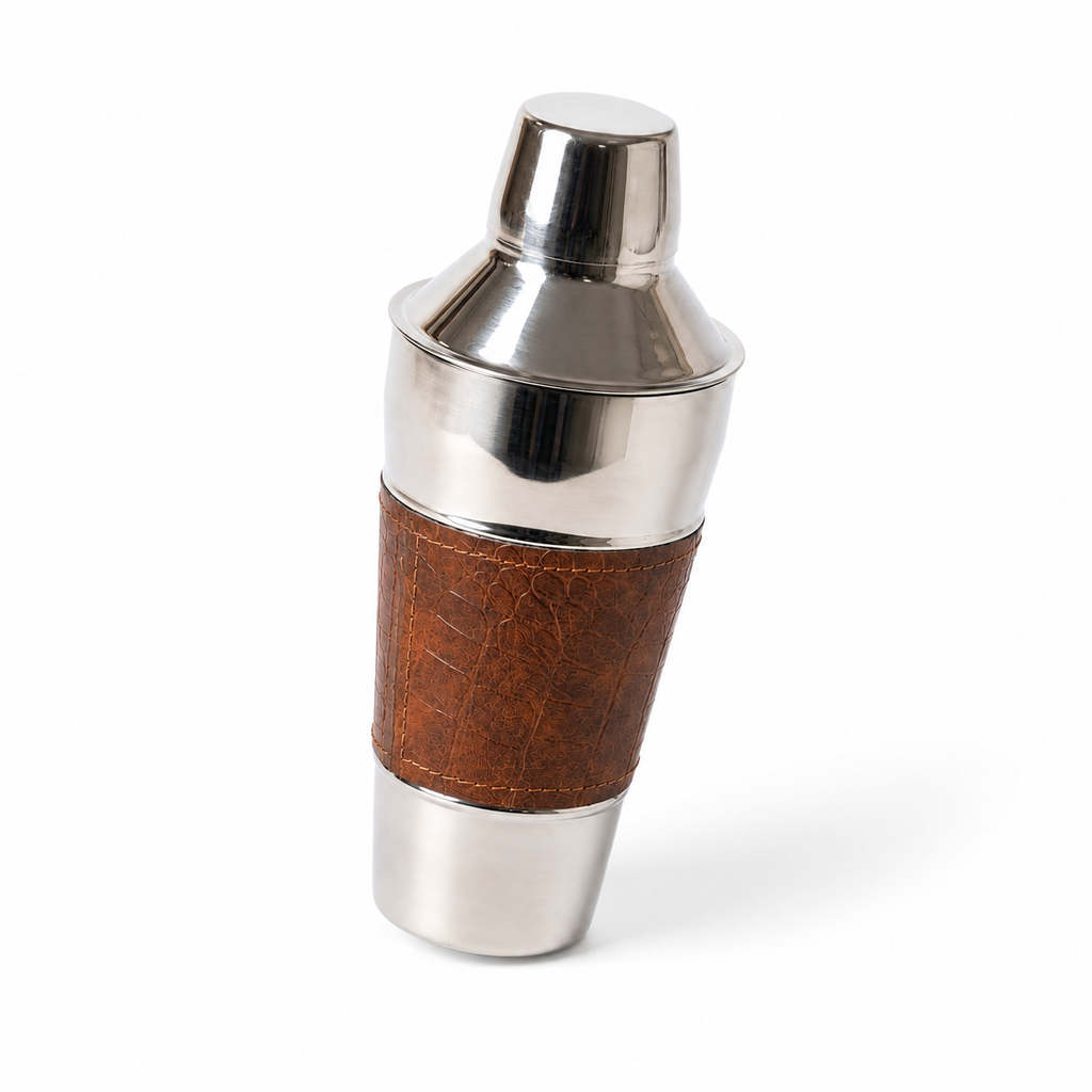 Leather Wrapped Stainless Steel Cocktail Shaker