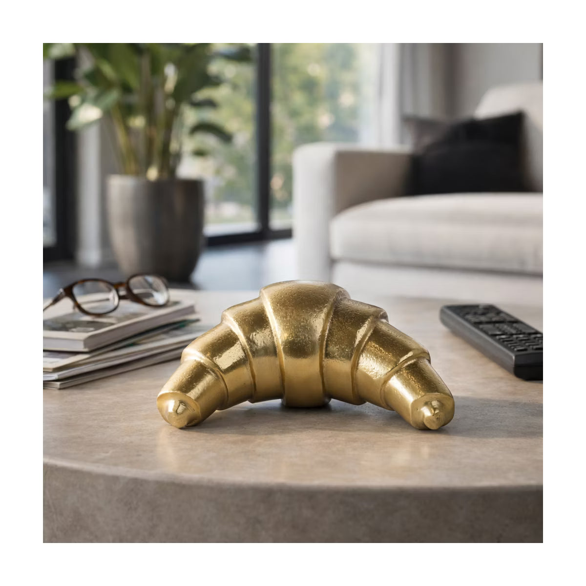 Metal Crescent Croissant Decorative Object