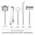 Stainless Steel Bar Tool Set with Acacia Stand
