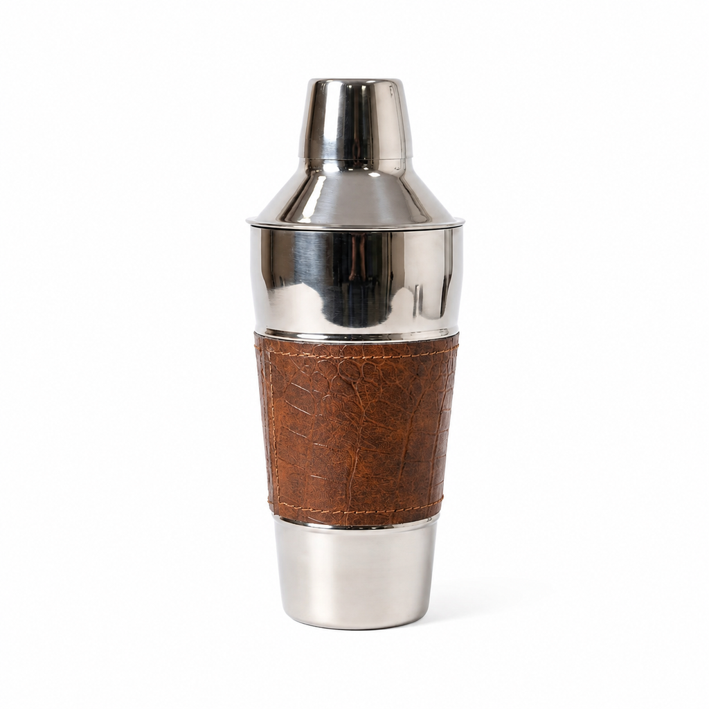 Leather Wrapped Stainless Steel Cocktail Shaker