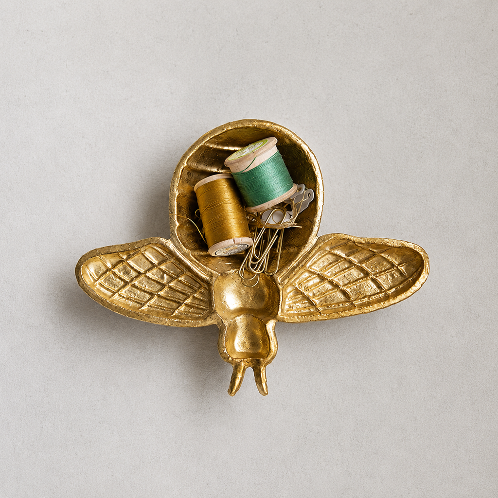 Decorative Cast Iron Gold Bee Shaped Dish