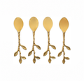 Petal & Leaf Gold Brass Spoon Set (Set of 4)