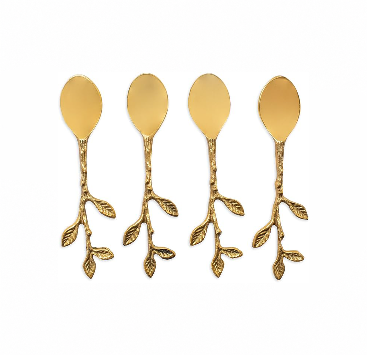 Petal & Leaf Gold Brass Spoon Set (Set of 4)