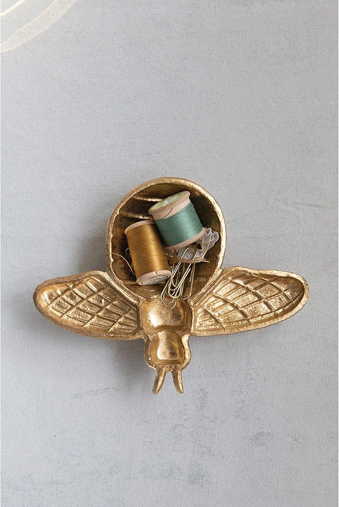 Decorative Cast Iron Gold Bee Shaped Dish