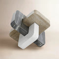 Latte And Grey Marble Geometric Link Knot Sculpture