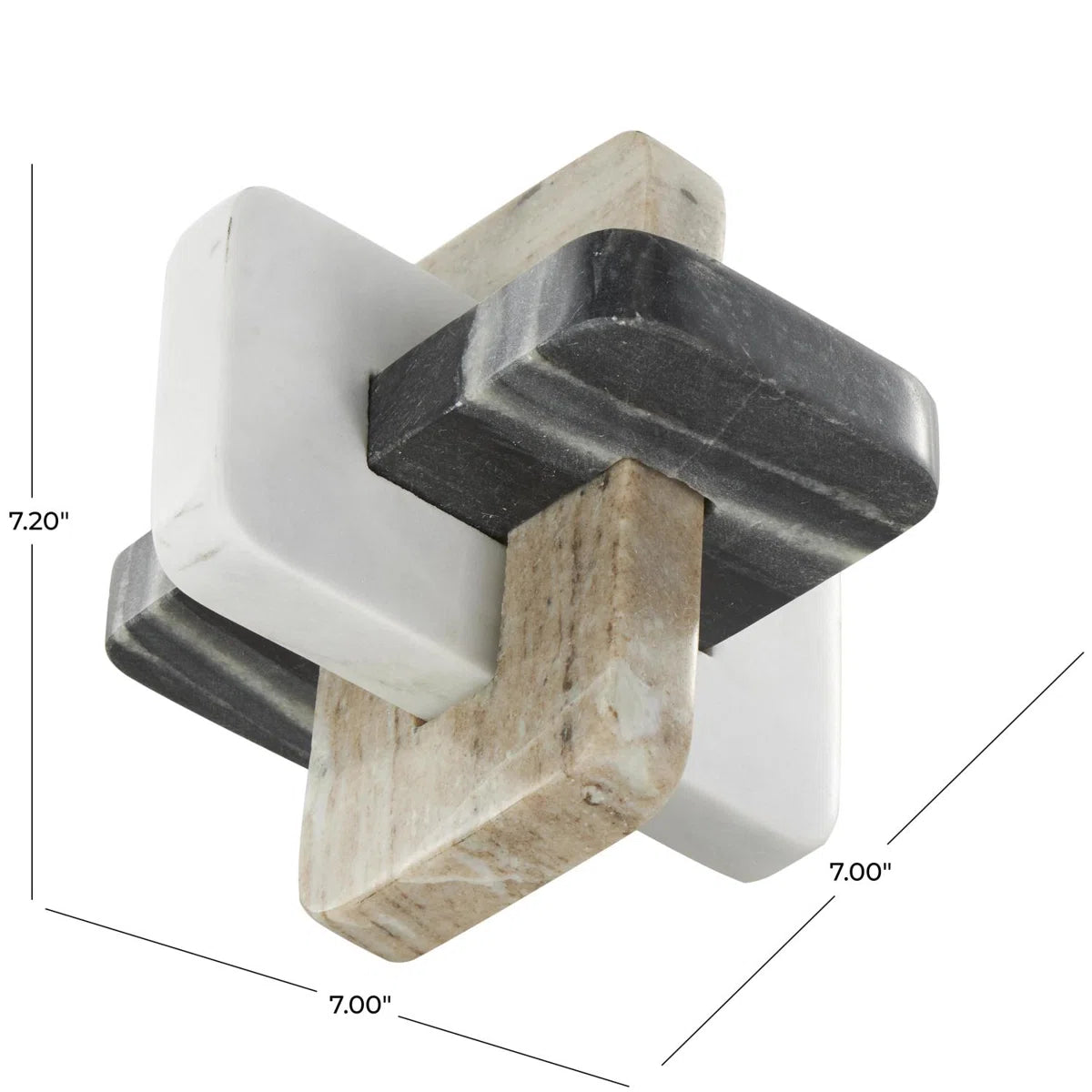 Latte And Grey Marble Geometric Link Knot Sculpture