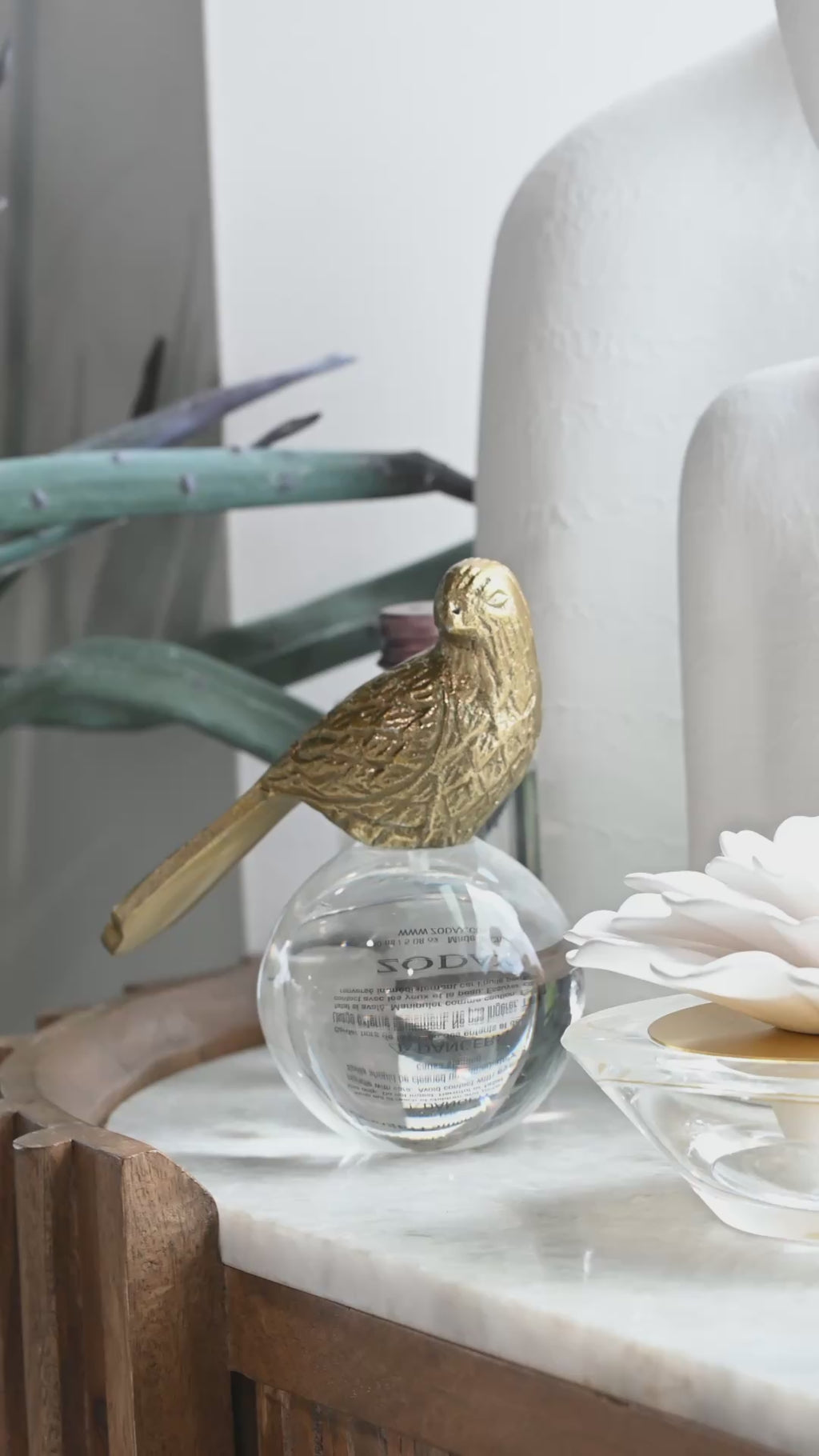 Gold Bird Sculpture with Acrylic Base