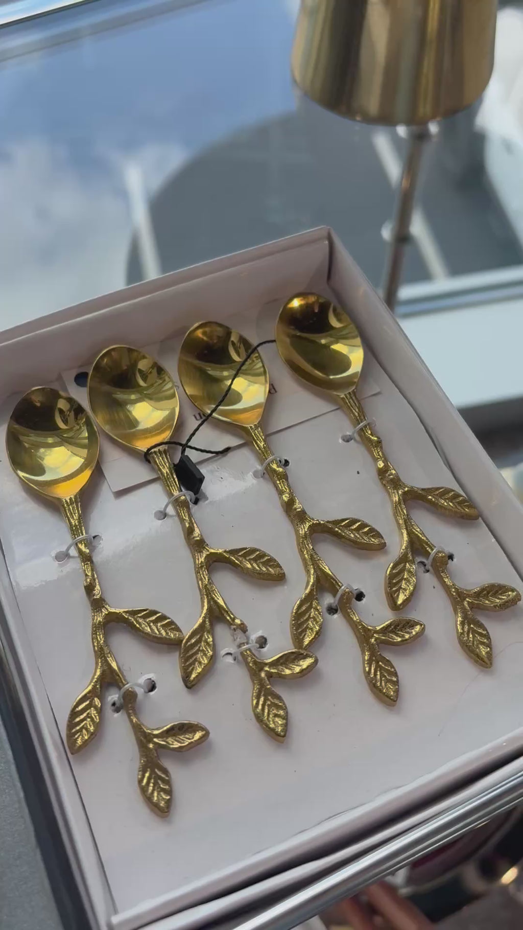 Petal & Leaf Gold Brass Spoon Set (Set of 4)